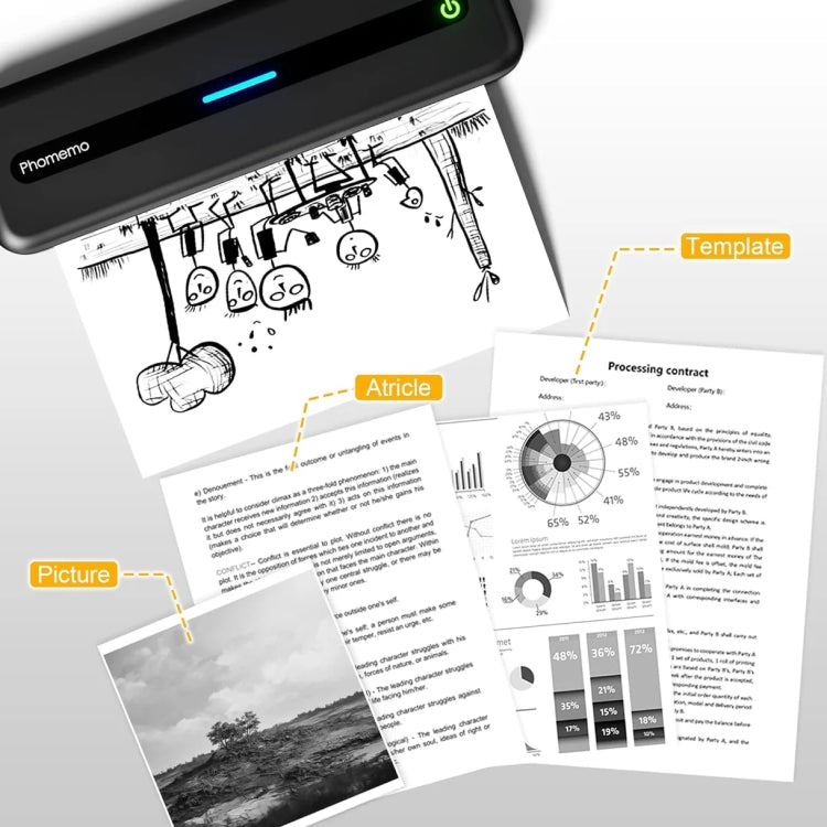 Phomemo M832 300dpi Wireless Thermal Portable Printer, Size: Letter Version(Gray) - HoMEdemic™ 