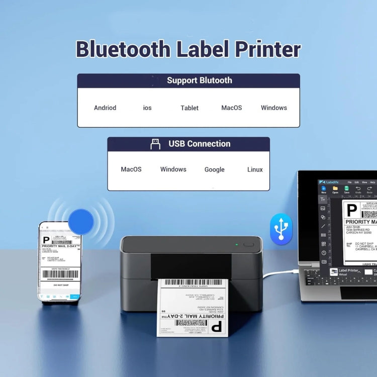 Label Plag Phomemo PM245-BT Bluetooth Shipping Label Printer Support Labels Width ...