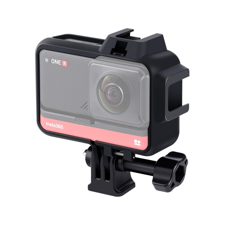 Plastic Frame Mount Protective Case Cage with Tripod Base Adapter & Long Screw & Cold Shoe Base for Insta360 One R(Black) - HoMEdemic™ 