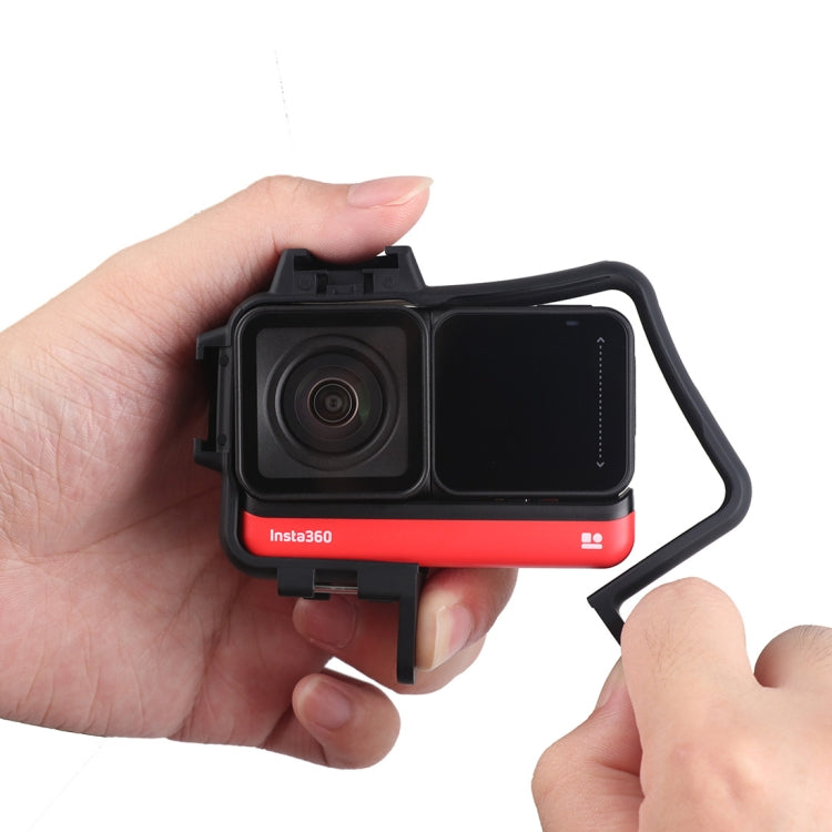 Plastic Frame Mount Protective Case Cage with Tripod Base Adapter & Long Screw & Cold Shoe Base for Insta360 One R(Black) - HoMEdemic™ 