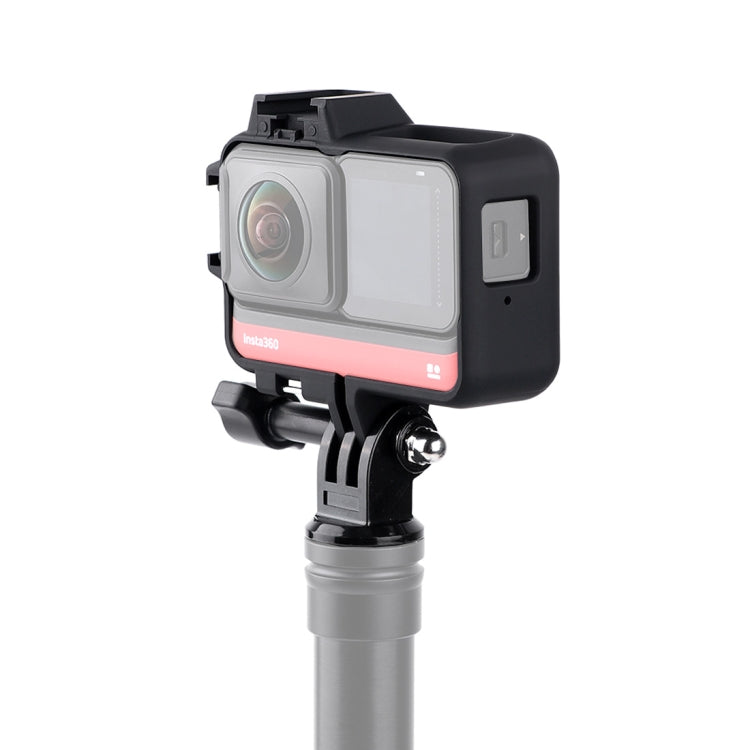 Plastic Frame Mount Protective Case Cage with Tripod Base Adapter & Long Screw & Cold Shoe Base for Insta360 One R(Black) - HoMEdemic™ 