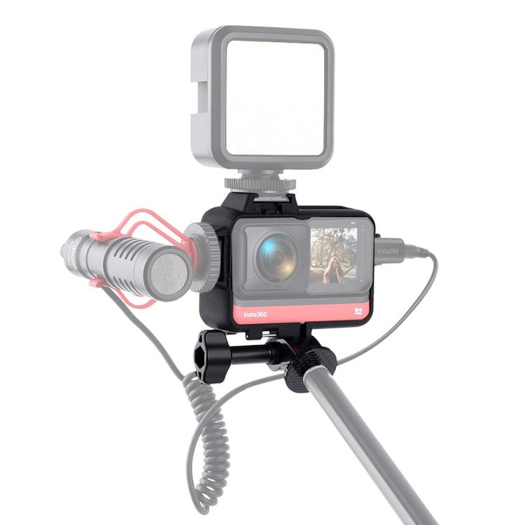 Plastic Frame Mount Protective Case Cage with Tripod Base Adapter & Long Screw & Cold Shoe Base for Insta360 One R(Black) - HoMEdemic™ 