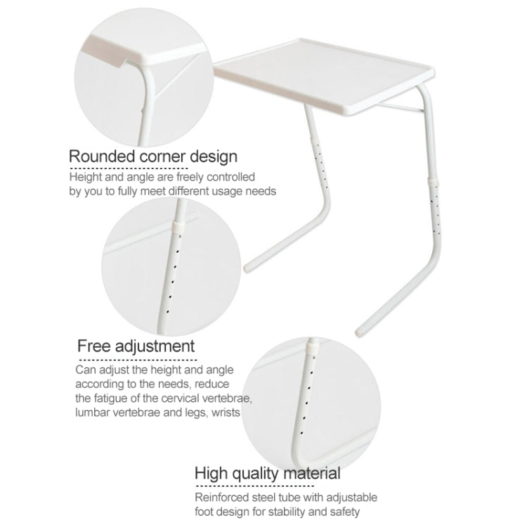 Plastic Pad Steel Tube Bracket Liftable Foldable Portable Multi-purpose Laptop Table, Adjustable Height: 52-72cm, Adjustable Angle: 30 Degrees / 60 Degrees / 90 Degrees, Adjustable Height: 52-72cm White - HoMEdemic™ 