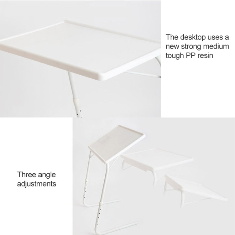Plastic Pad Steel Tube Bracket Liftable Foldable Portable Multi-purpose Laptop Table, Adjustable Height: 52-72cm, Adjustable Angle: 30 Degrees / 60 Degrees / 90 Degrees, Adjustable Height: 52-72cm White - HoMEdemic™ 