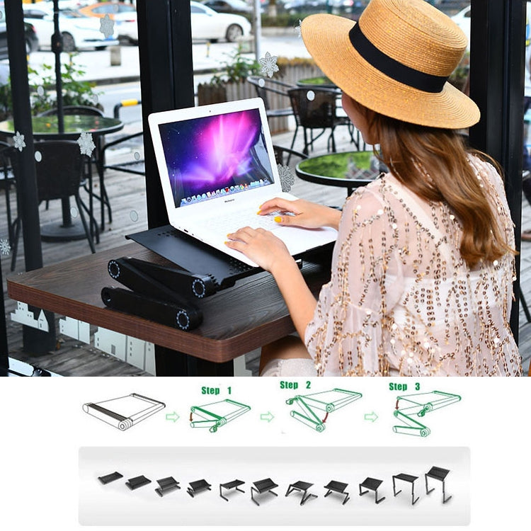 Portable 360 Degree Adjustable Foldable Aluminium Alloy Desk Stand for Laptop / Notebook, without CPU Fans & Mouse Pad(Black) - HoMEdemic™ 