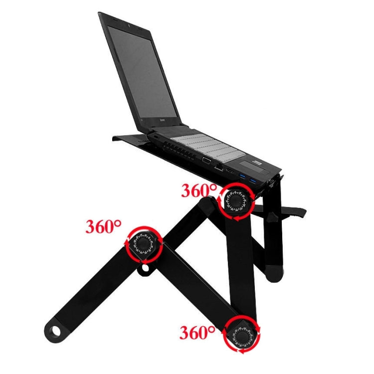 Portable 360 Degree Adjustable Foldable Aluminium Alloy Desk Stand with Cool Fans & Mouse Pad for Laptop / Notebook(Black) - HoMEdemic™ 