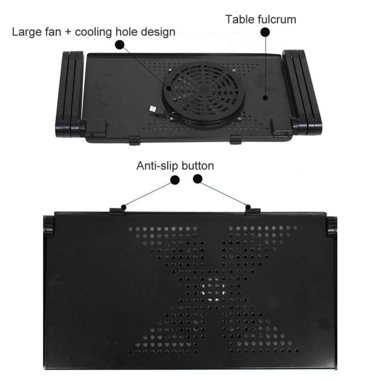 Portable 360 Degree Adjustable Foldable Aluminium Alloy Desk Stand with Cool Fans & Mouse Pad for Laptop / Notebook(Black) - HoMEdemic™ 