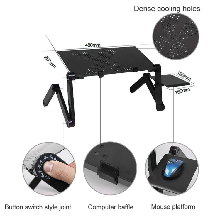 Portable 360 Degree Adjustable Foldable Aluminium Alloy Desk Stand with Cool Fans & Mouse Pad for Laptop / Notebook(Black) - HoMEdemic™ 