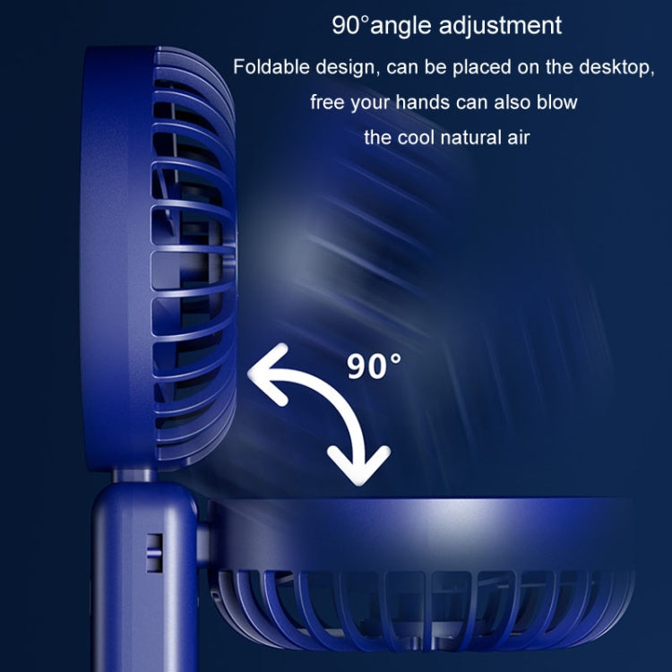 Portable Digital Display Hanging Neck Mute Small Fan USB Charging Handheld Foldable Fan(Blue) - HoMEdemic™ 