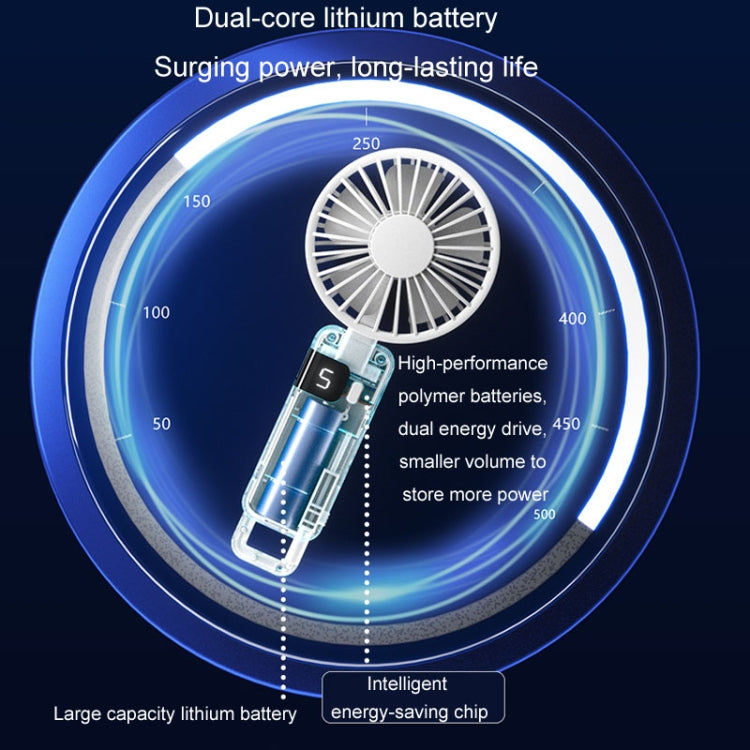 Portable Digital Display Hanging Neck Mute Small Fan USB Charging Handheld Foldable Fan(Blue) - HoMEdemic™ 