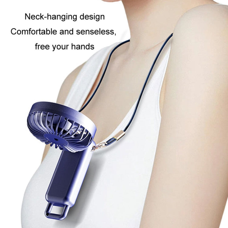 Portable Digital Display Hanging Neck Mute Small Fan USB Charging Handheld Foldable Fan(Blue) - HoMEdemic™ 