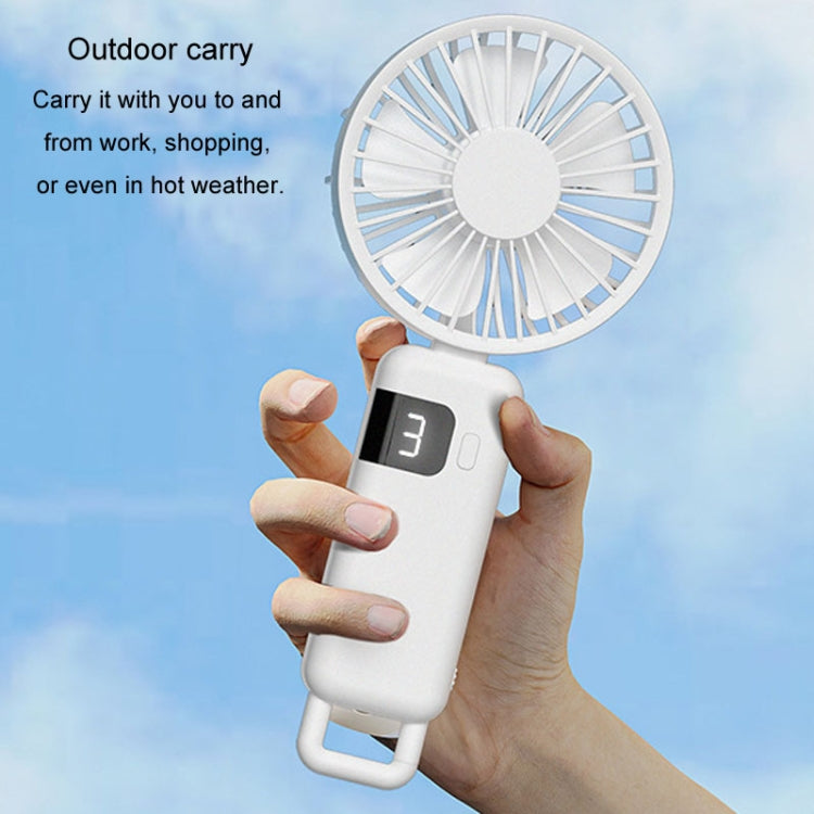 Portable Digital Display Hanging Neck Mute Small Fan USB Charging Handheld Foldable Fan(Pink) - HoMEdemic™ 