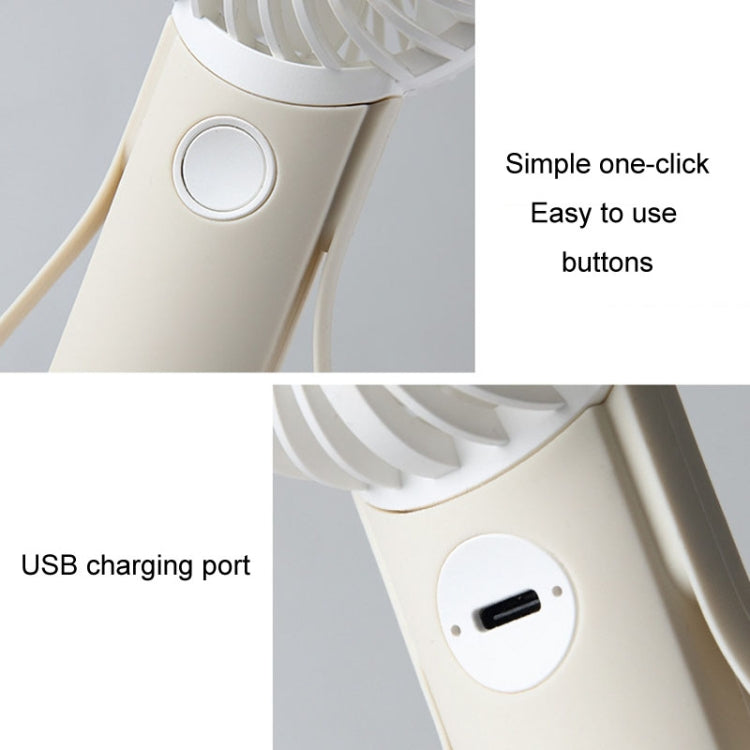 Portable Handheld Quiet Fan Silicone Hanging Neck Small Electrical Fan(Beige) - HoMEdemic™ 