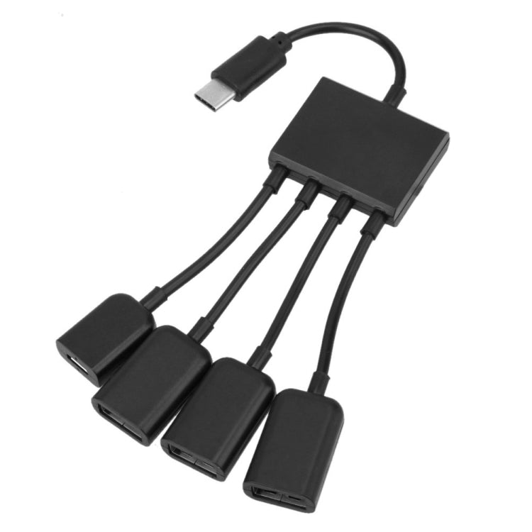 Portable USB-C / Type-C Male to 3 USB Ports Female + Micro USB Female Power Charging OTG HUB Cable Connector Splitter, 3 Ports USB + Micro USB - HoMEdemic™ 