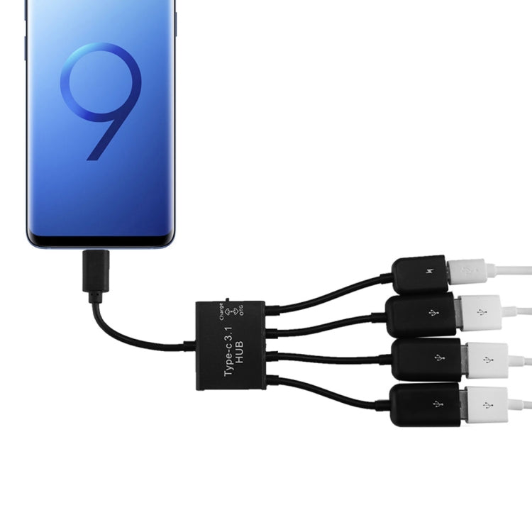 Portable USB-C / Type-C Male to 3 USB Ports Female + Micro USB Female Power Charging OTG HUB Cable Connector Splitter, 3 Ports USB + Micro USB - HoMEdemic™ 
