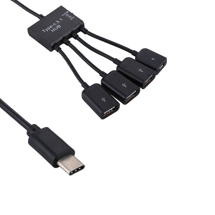 Portable USB-C / Type-C Male to 3 USB Ports Female + Micro USB Female Power Charging OTG HUB Cable Connector Splitter, 3 Ports USB + Micro USB - HoMEdemic™ 
