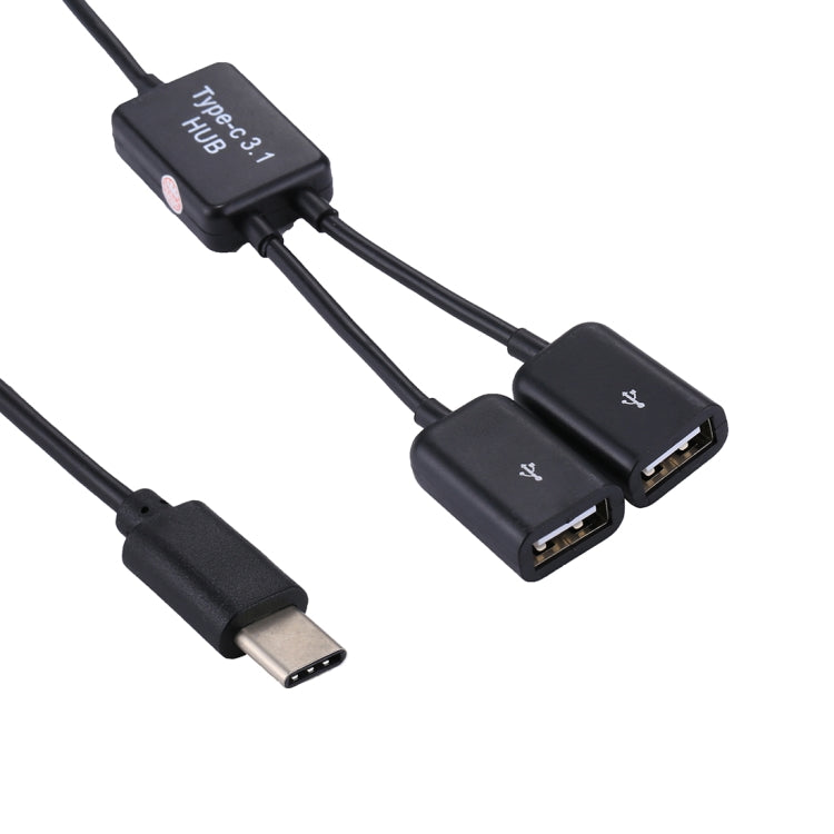 Portable USB-C / Type-C Male to Dual USB Ports Female HUB Adapter for Macbook, PC, Laptop, Tablet, Smartphone, 2 Ports USB - HoMEdemic™ 