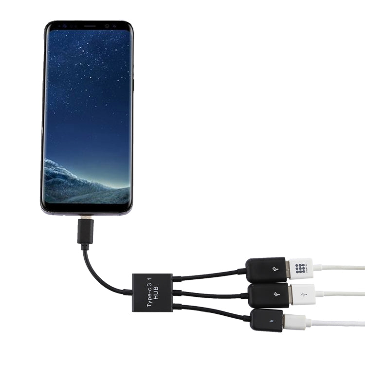 Portable USB-C / Type-C Male to Dual USB Ports Female + Micro USB Female Mini Cable Hub Splitter Adapter, 2 Ports USB + Micro USB - HoMEdemic™ 