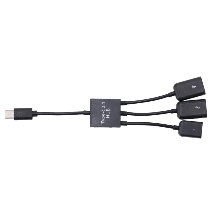 Portable USB-C / Type-C Male to Dual USB Ports Female + Micro USB Female Mini Cable Hub Splitter Adapter, 2 Ports USB + Micro USB - HoMEdemic™ 