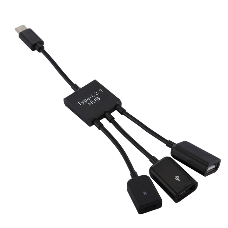 Portable USB-C / Type-C Male to Dual USB Ports Female + Micro USB Female Mini Cable Hub Splitter Adapter, 2 Ports USB + Micro USB - HoMEdemic™ 