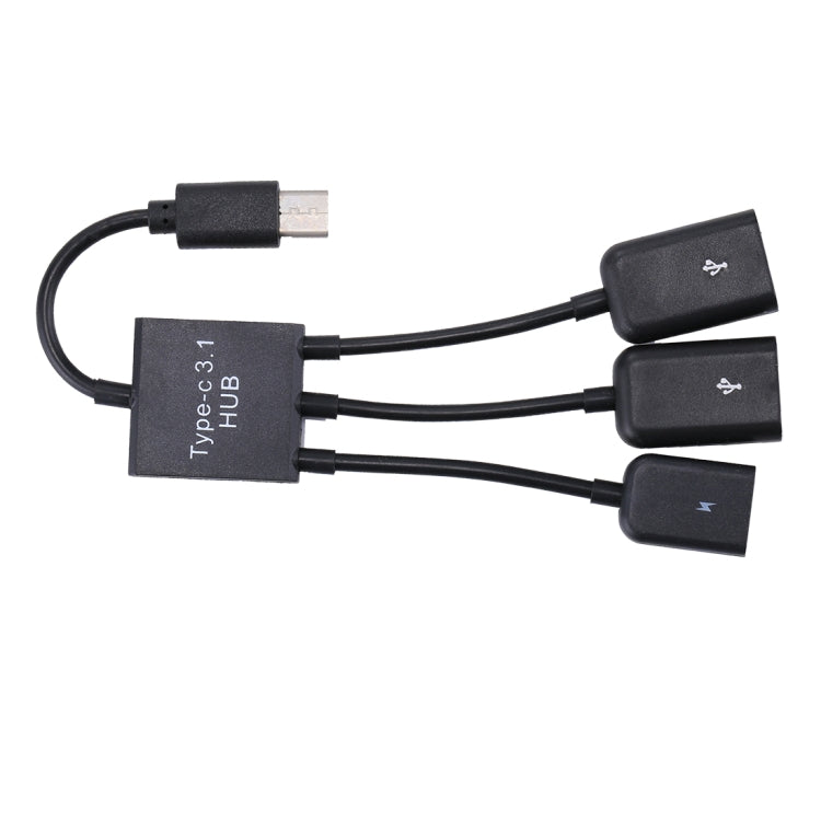 Portable USB-C / Type-C Male to Dual USB Ports Female + Micro USB Female Mini Cable Hub Splitter Adapter, 2 Ports USB + Micro USB - HoMEdemic™ 