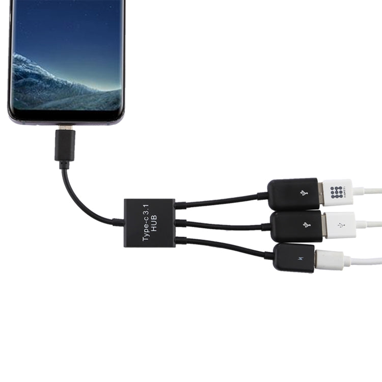 Portable USB-C / Type-C Male to Dual USB Ports Female + Micro USB Female Mini Cable Hub Splitter Adapter, 2 Ports USB + Micro USB - HoMEdemic™ 