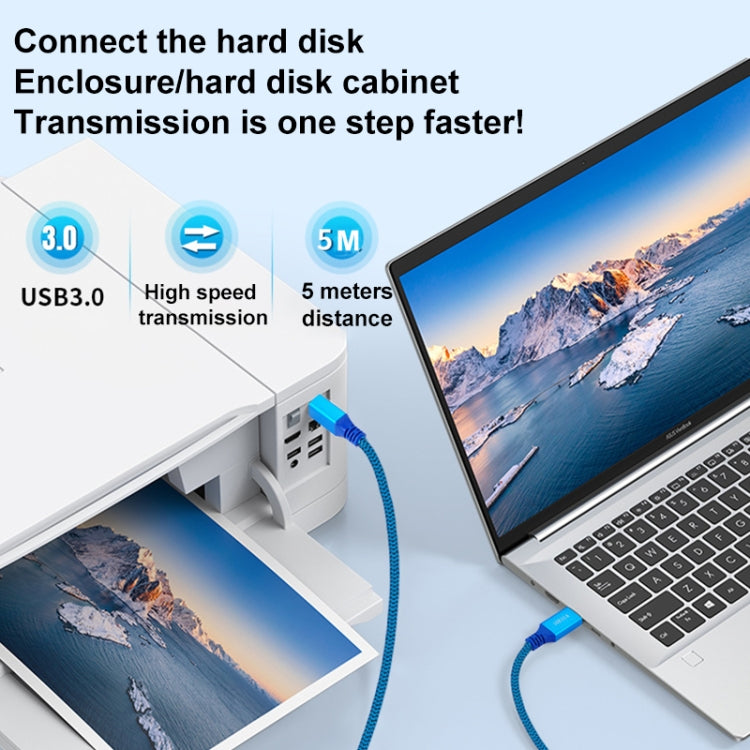 Printer / Hard Disk USB 3.0 A Male to B Male Connector Cable, Length:0.3m(Blue) - HoMEdemic™ 
