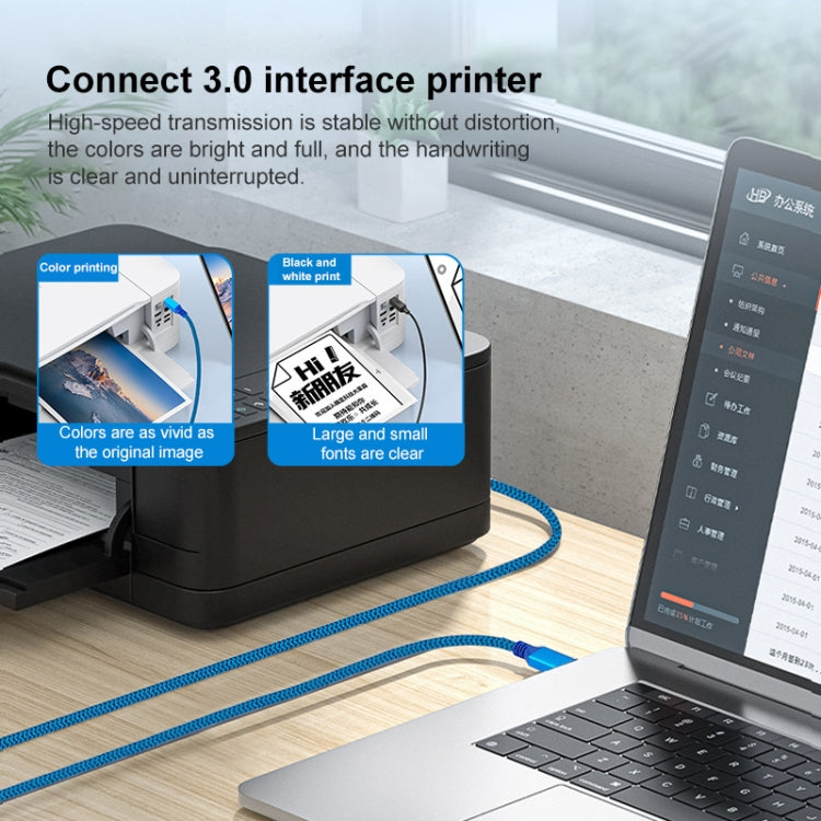 Printer / Hard Disk USB 3.0 A Male to B Male Connector Cable, Length:2m(Blue) - HoMEdemic™ 