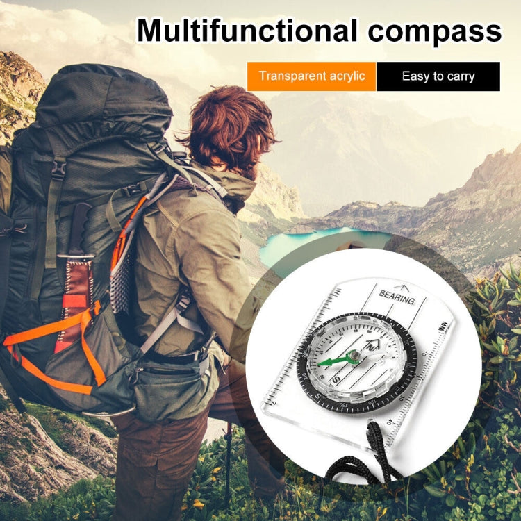 Professional Mini Compass Map Scale Ruler Multifunctional Equipment Outdoor Hiking Camping Survival, Mini - HoMEdemic™ 