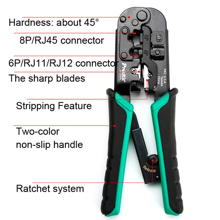 ProsKit CP-376TR 4P/6P/8P Three-Use Network Crimping Pliers - HoMEdemic™ 