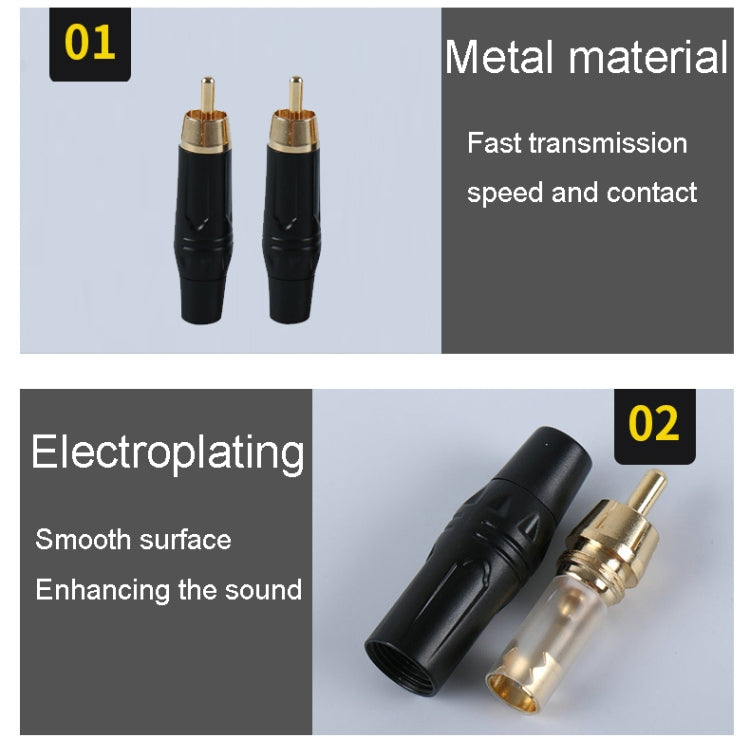 Pure Copper Soldered RCA Male Audio/Video Plug Assembled With AV Lotus Connector(Black) - HoMEdemic™ 