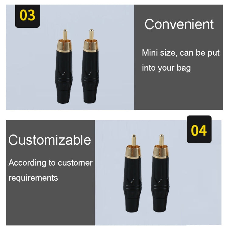 Pure Copper Soldered RCA Male Audio/Video Plug Assembled With AV Lotus Connector(Black) - HoMEdemic™ 