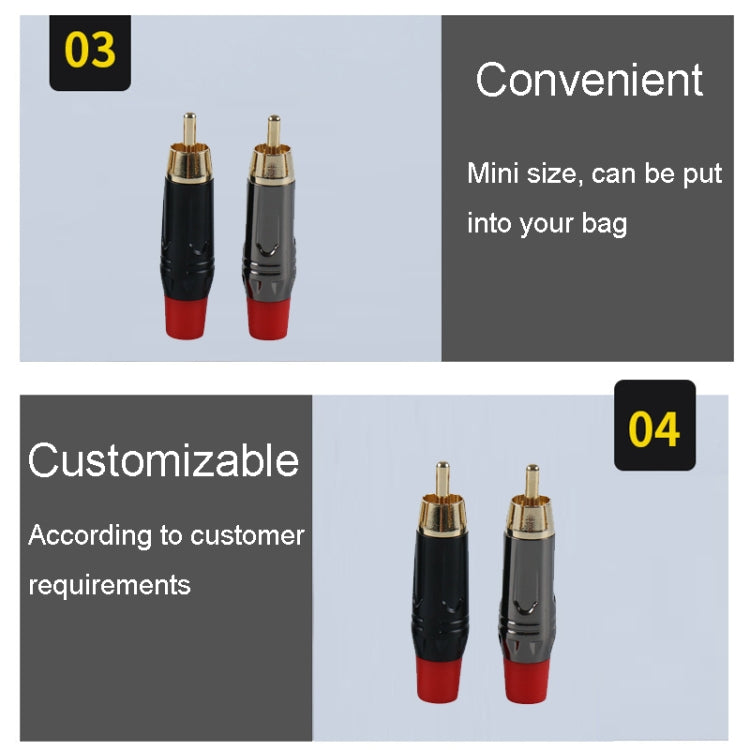 Pure Copper Soldered RCA Male Audio/Video Plug Assembled With AV Lotus Connector(Red) - HoMEdemic™ 