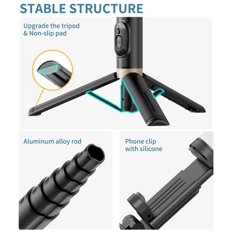 Q12 Hidden Design Reinforced Bluetooth Remote Control Tripod Selfie Stick, Q12 (Black) - HoMEdemic™ 