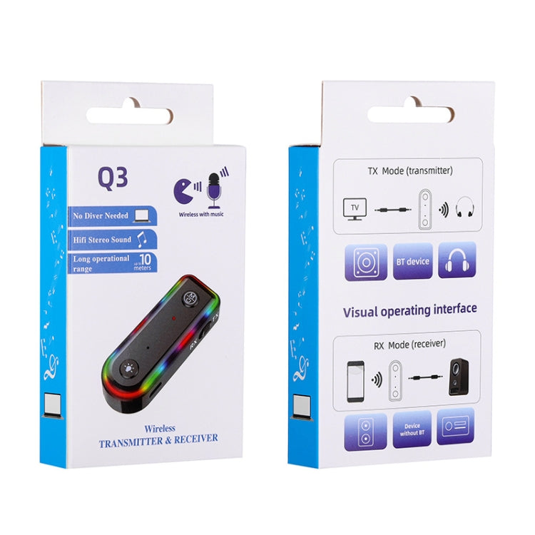 Q3 2-in-1 RGB Light Bluetooth Audio Receiver Launcher Car Audio Adapter - HoMEdemic™ 
