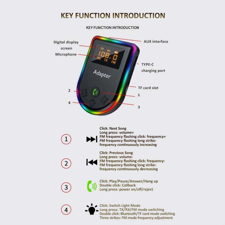 Q7 LED Digital Display Car Bluetooth Receiver HIFI Sound Quality Wireless Audio Adapter - HoMEdemic™ 
