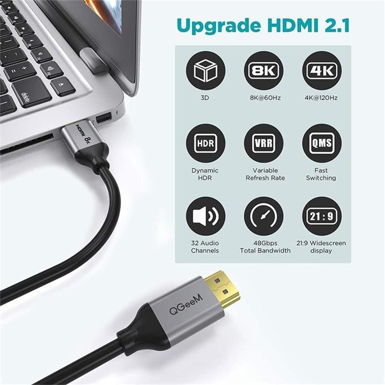 QGeeM QG-AV17 HDMI To HDMI Connection Cable Support 8K&60Hz 1m Length - HoMEdemic™ 