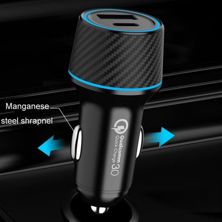 QIAKEY Dual Fast Charging Charger One To Two Cigarette Lighter, Size: TH218 36W(Black) - HoMEdemic™ 