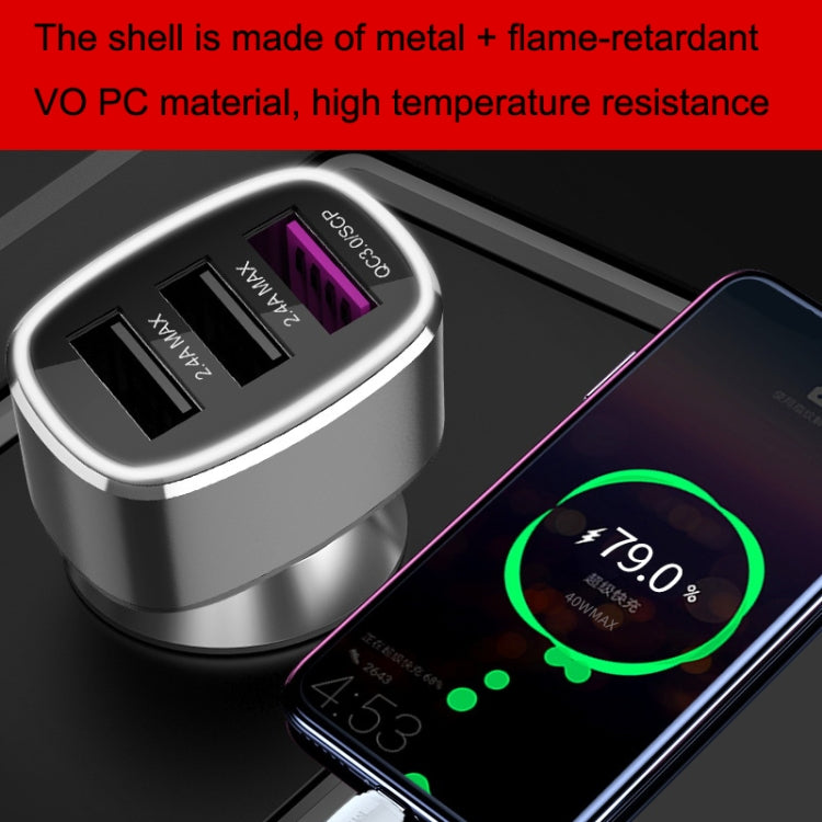 QIAKEY GT680 3 USB Ports Fast Charge Car Charger(Gray) - HoMEdemic™ 