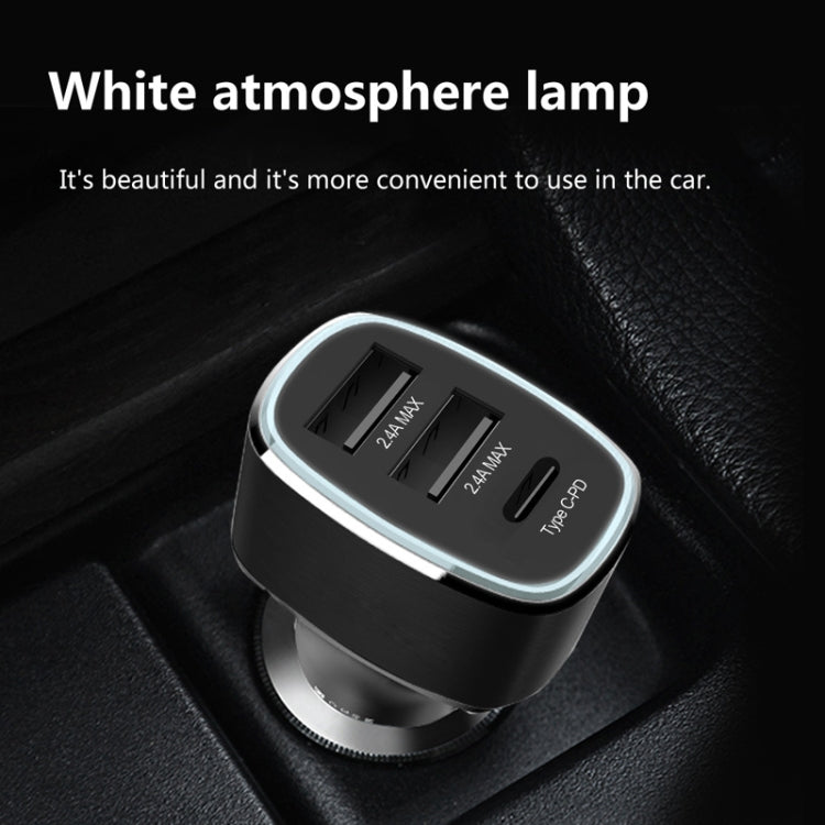 QIAKEY GT690C Dual USB + USB-C / Type-C Aluminum Alloy Three-Hole Car Charger(Black) - HoMEdemic™ 