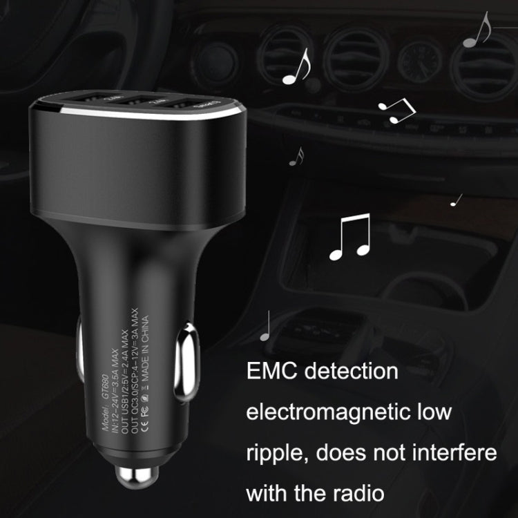 QIAKEY GT690C Dual USB + USB-C / Type-C Aluminum Alloy Three-Hole Car Charger(Black) - HoMEdemic™ 