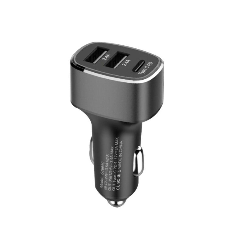 QIAKEY GT690C Dual USB + USB-C / Type-C Aluminum Alloy Three-Hole Car Charger(Gray) - HoMEdemic™ 