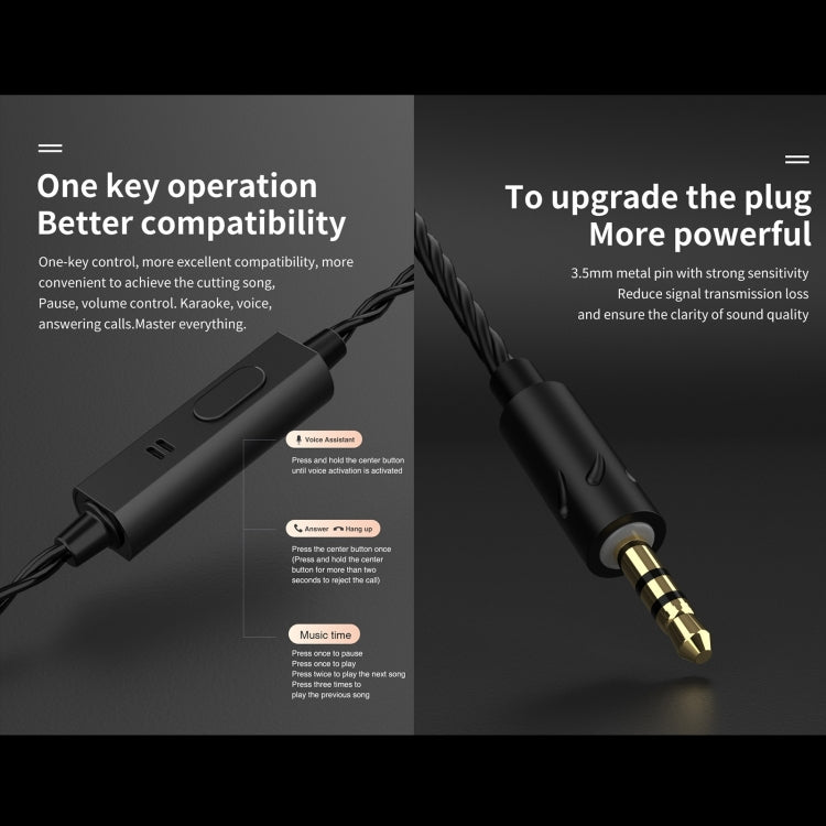 QKZ AK6 MAX In-ear Dynamic Subwoofer Wire-controlled Earphone, Version:Standard Version(Transparent Black) - HoMEdemic™ 