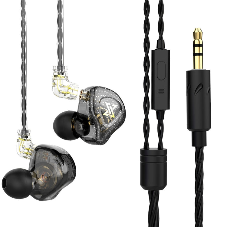 QKZ AK6 MAX In-ear Dynamic Subwoofer Wire-controlled Earphone, Version:with Mic Version(Transparent Black) - HoMEdemic™ 