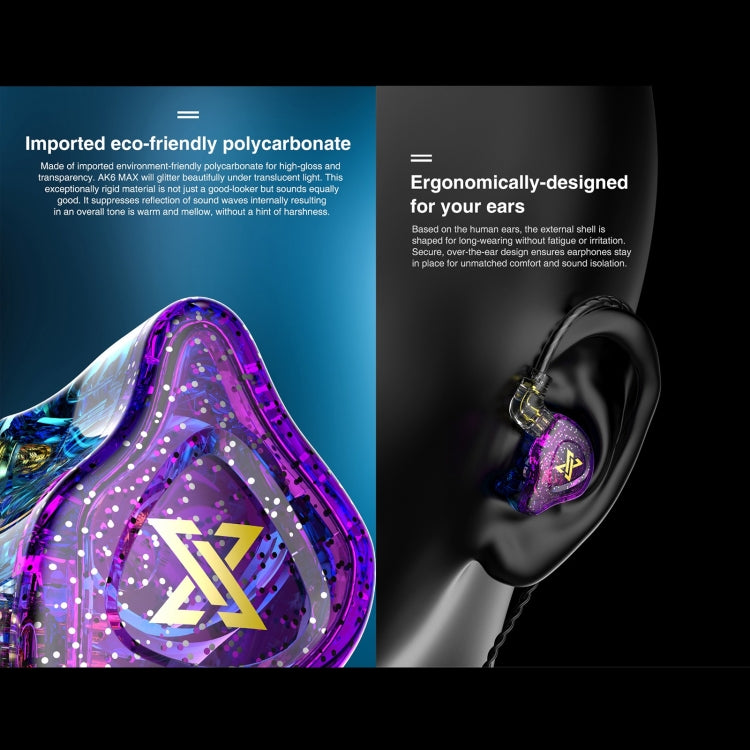 QKZ AK6 MAX In-ear Dynamic Subwoofer Wire-controlled Earphone, Version:with Mic Version(Transparent Black) - HoMEdemic™ 