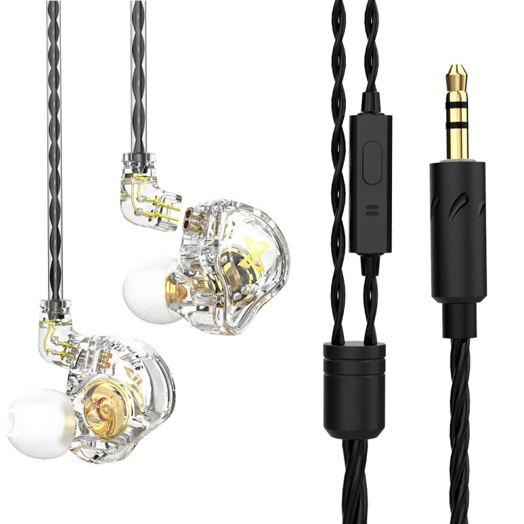 QKZ AK6 MAX In-ear Dynamic Subwoofer Wire-controlled Earphone, Version:with Mic Version(Transparent White) - HoMEdemic™ 