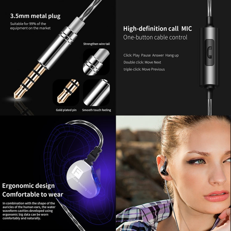 QKZ F910 In-Ear Subwoofer Dual Dynamic Earphone(Black) - HoMEdemic™ 