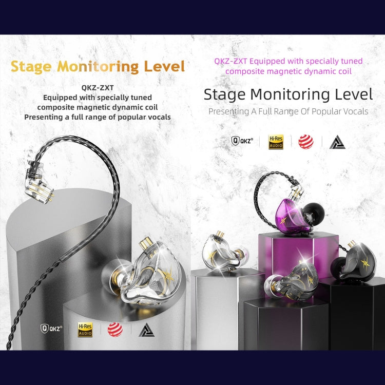 QKZ ZXT Sports In-ear Wired Control Plug HIFI Stereo Stage Monitor Earphone, Style:Standard Version(Transparent Grey) - HoMEdemic™ 