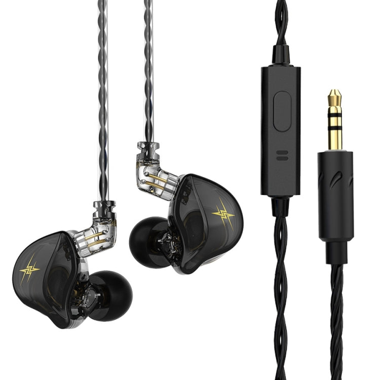 QKZ ZXT Sports In-ear Wired Control Plug HIFI Stereo Stage Monitor Earphone, Style:with Mic(Black) - HoMEdemic™ 
