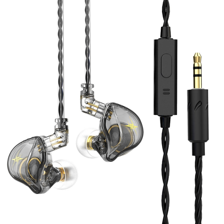 QKZ ZXT Sports In-ear Wired Control Plug HIFI Stereo Stage Monitor Earphone, Style:with Mic(Transparent Grey) - HoMEdemic™ 